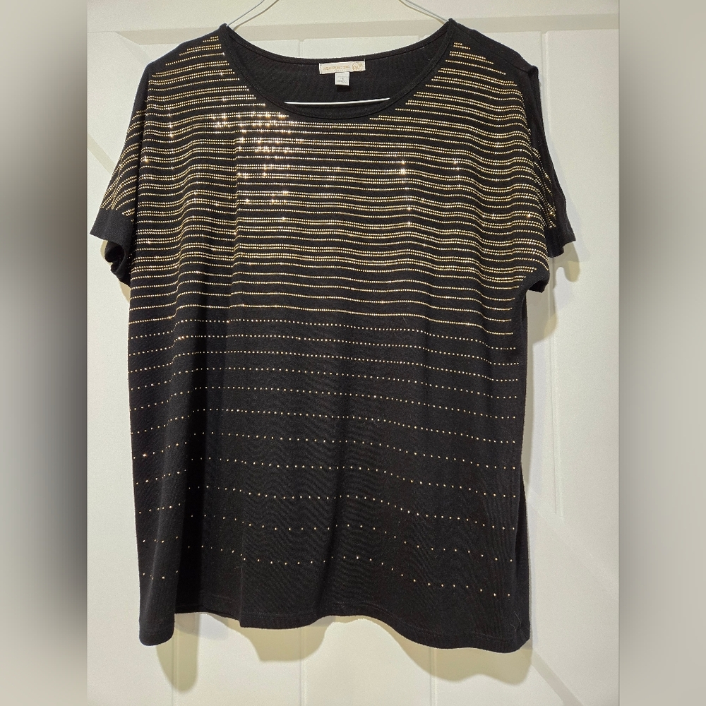 Black with gold beaded top